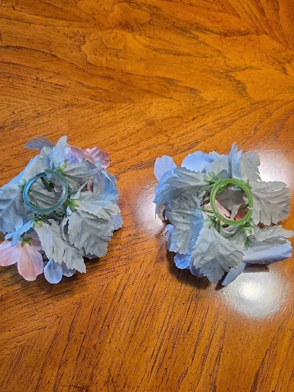 PartyLite 1 inch Meadow Glen Candle Ring Pair Blue and Peach Floral - Picture 4 of 6